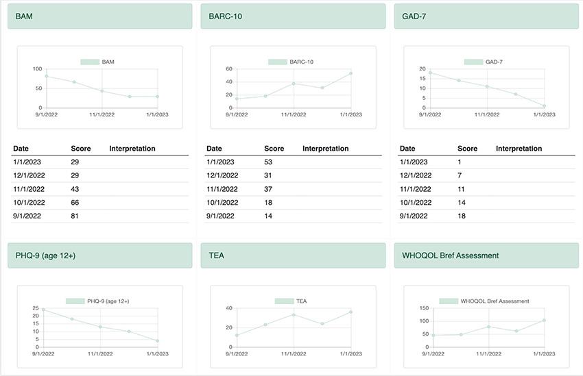 A screenshot showing information from a dashboard view.